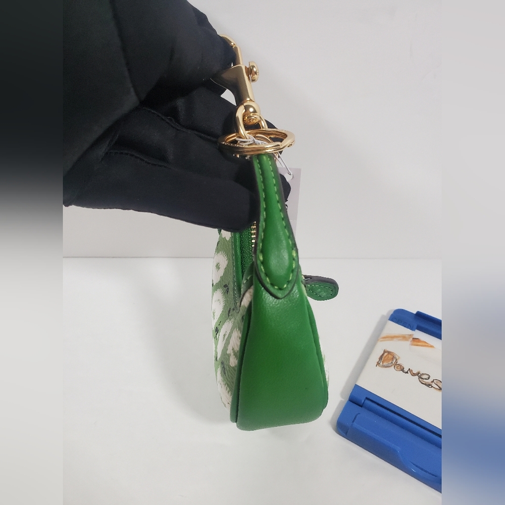 Coach Mini Carmen Bag Charm New floral print Kelly Green NWT - Picture 6 of 7